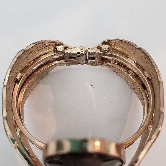 Mia Collection Bracelet By Kim Min Sun Cougar Leopard Faceted Gold Tone Cuff - Picture 4 of 7